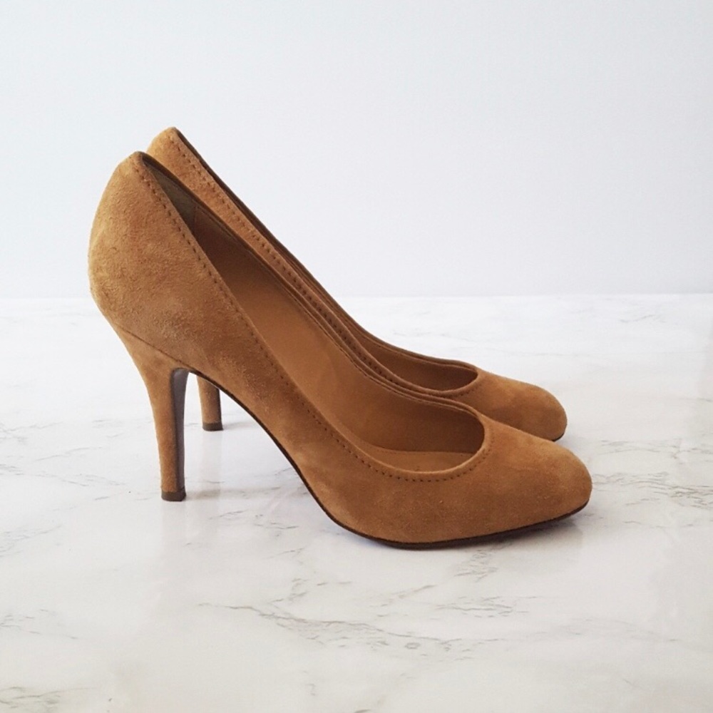 J.Crew cognac tan suede heels